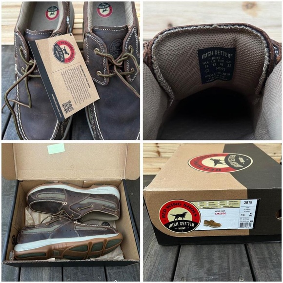 NWT New Red Wing Irish Setter Hunt Brown Leather Boat Shoes Loafers w/ Box - Picture 8 of 8